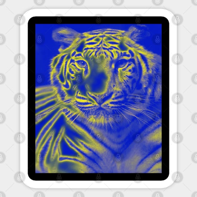 White Tiger from India - Yellow colour Sticker by The Black Panther